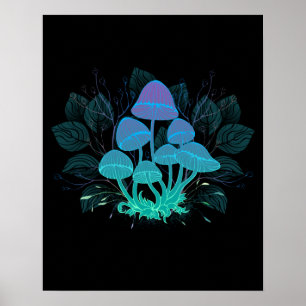 Toadstools in Bushes Poster