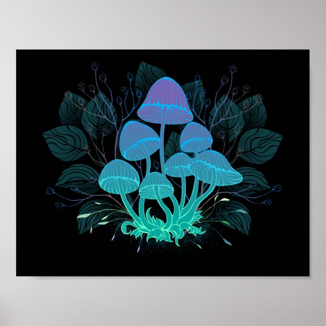 Toadstools in Bushes Poster (Front)
