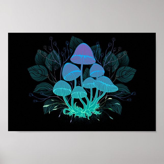 Toadstools in Bushes Poster (Front)