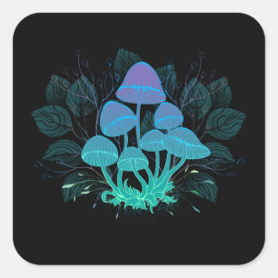 Toadstools in Bushes Square Sticker