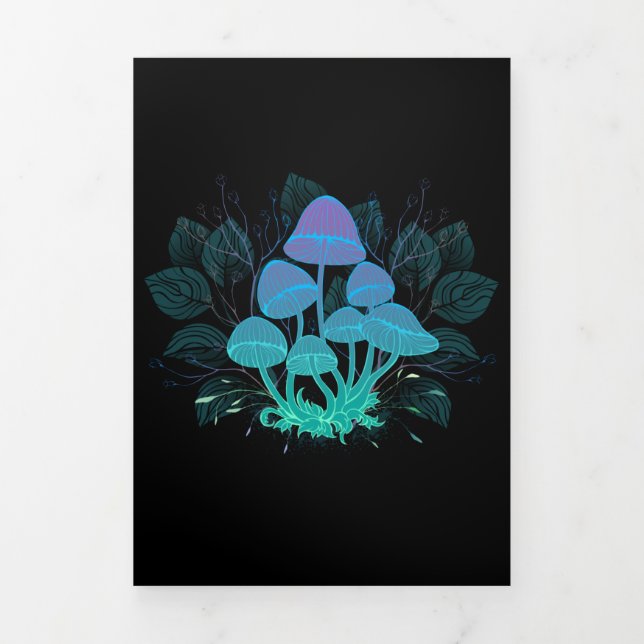 Toadstools in Bushes Tri-Fold Holiday Card (Cover)