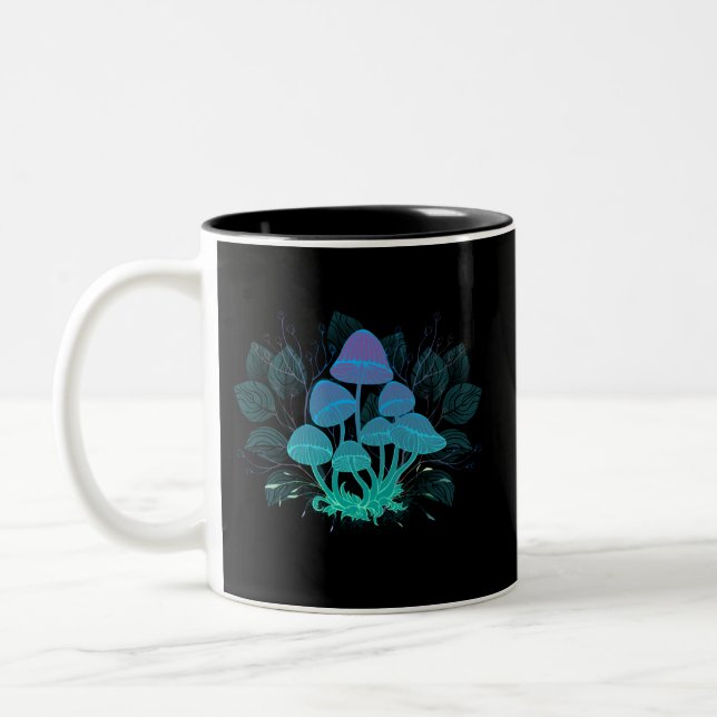 Toadstools in Bushes Two-Tone Coffee Mug (Left)