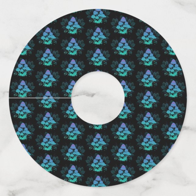 Toadstools in Bushes Wine Glass Tag (Front)