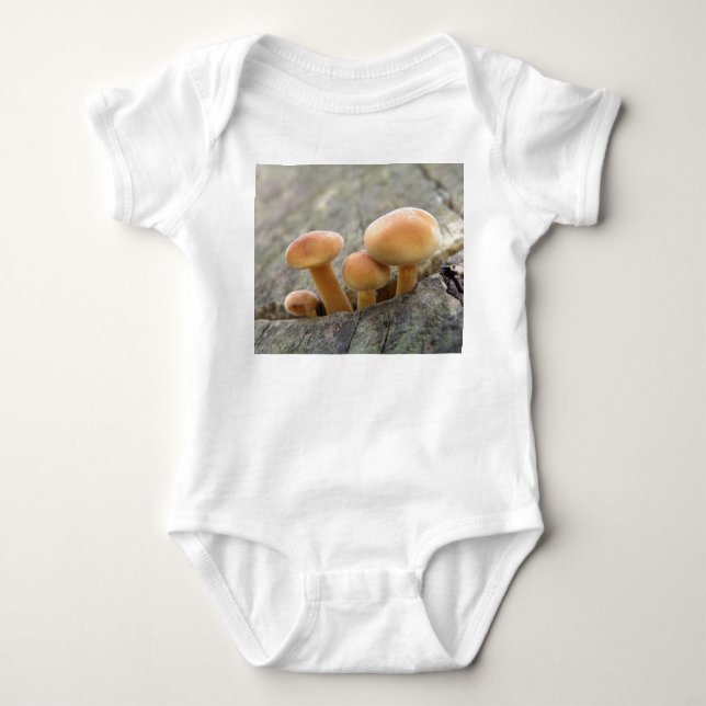 Toadstools on a Tree Trunk Baby Outfit Bodysuit (Front)