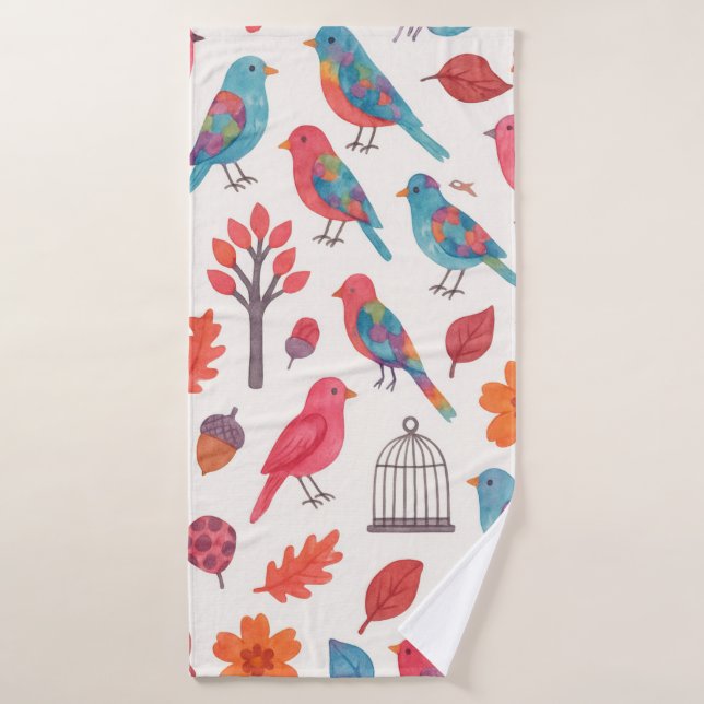 Toalha Pássaros e Flores DESING Bath Towel (Bath Towel)