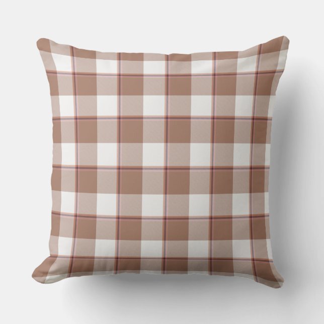 Toast Brown and Athens Gray Plaid Cushion (Front)
