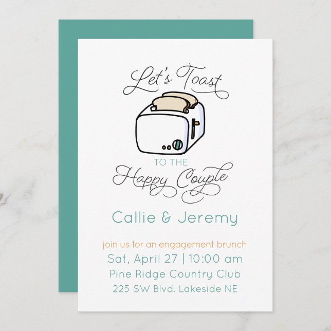 Toast Engagement Party Invitation (Front/Back)