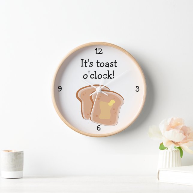 Toast O'Clock fun food graphic Wall Clock (Home)