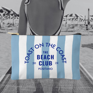Toast On The Coast The Beach Club Blue Stripe Accessory Pouch