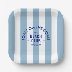 Toast On The Coast The Beach Club Blue Stripe Paper Plate