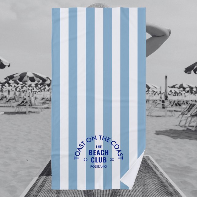 Toast On The Coast The Beach Club Blue Stripe Towel (Creator Uploaded)