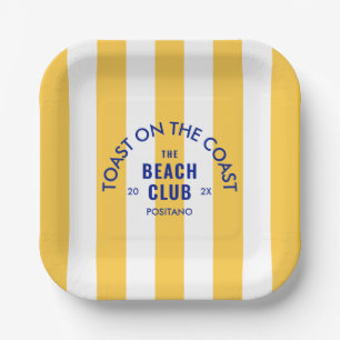 Toast On The Coast The Beach Club Yellow Stripe Paper Plate