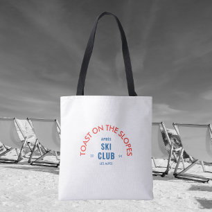 Toast On The Slopes Après Ski Club Red & Blue Tote Bag