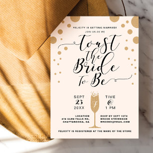 Toast The Bride   Champagne Bubbles Bridal Shower Invitation
