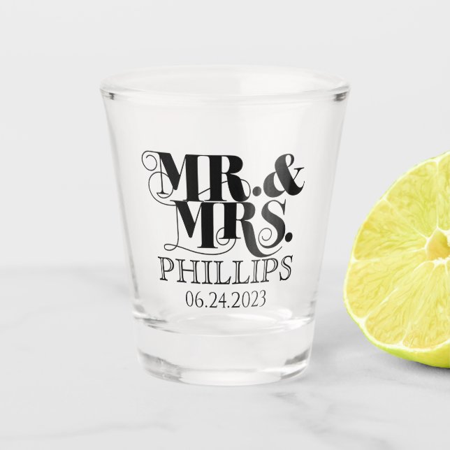 Toast the New Mr. & Mrs.! Wedding ceremony design Shot Glass (Front)