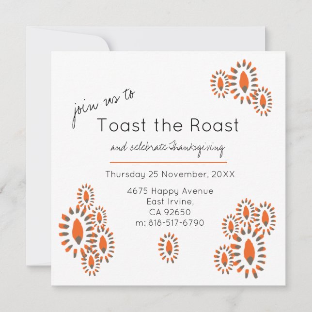 Toast the Roast Modern Thanksgiving Dinner Party Invitation (Front)