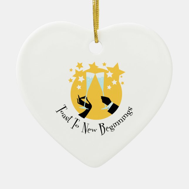 Toast To New Beginnings Ceramic Tree Decoration (Front)