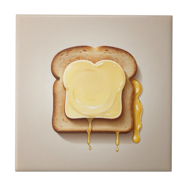 Toast with Melting Butter Ceramic Tile (Front)