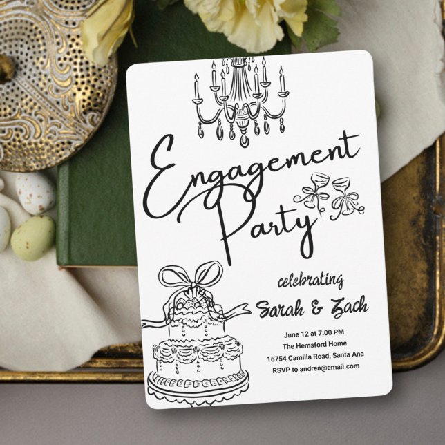 Toasting Doodle Engagement Party Invitation (Creator Uploaded)