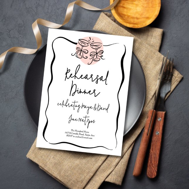 Toasting Doodle Rehearsal Dinner Invitation (Creator Uploaded)