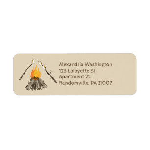 Toasting Marshmallows Campfire Return Address Label