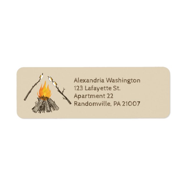 Toasting Marshmallows Campfire Return Address Label (Front)
