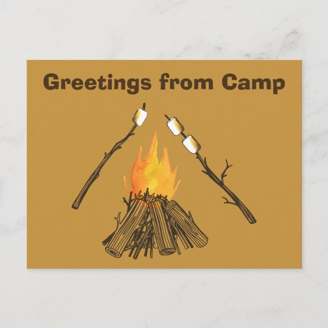 Toasting Marshmallows Greetings from Camp Postcard (Front)