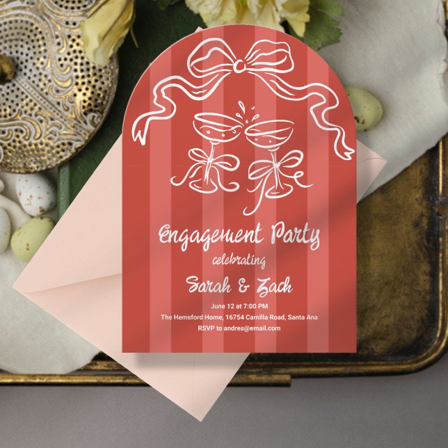 Toasting Stripes Engagement Party Invitation (Creator Uploaded)