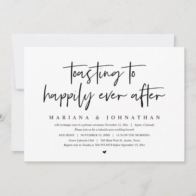 Toasting To Happily Ever After, Wedding Brunch  Invitation (Front)