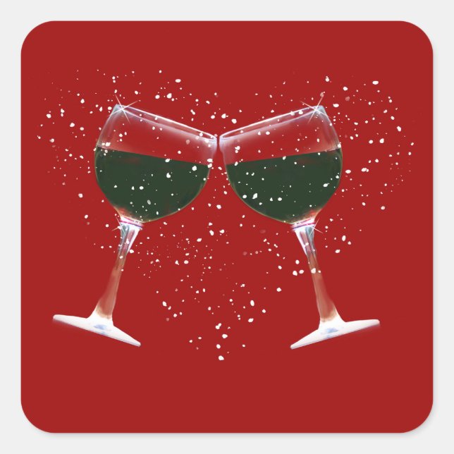Toasting Wine Glass and Heart Stickers (Front)