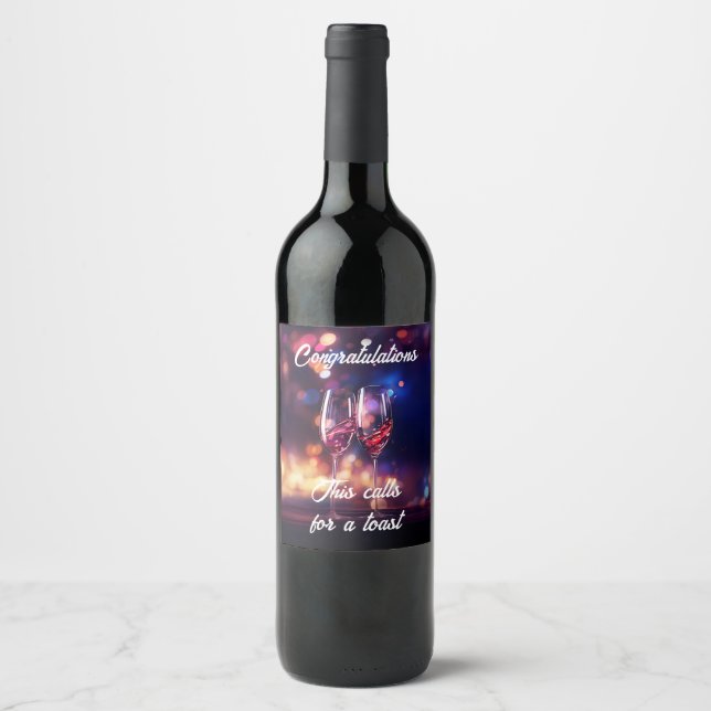 Toasting Wine Glass Congratulations Label (Front)