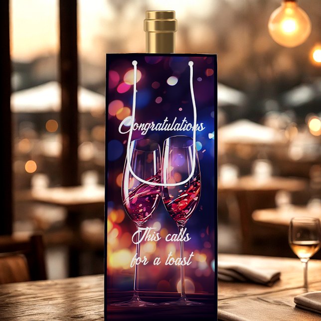 Toasting Wine Glass Congratulations Wine Gift Bag (Creator Uploaded)