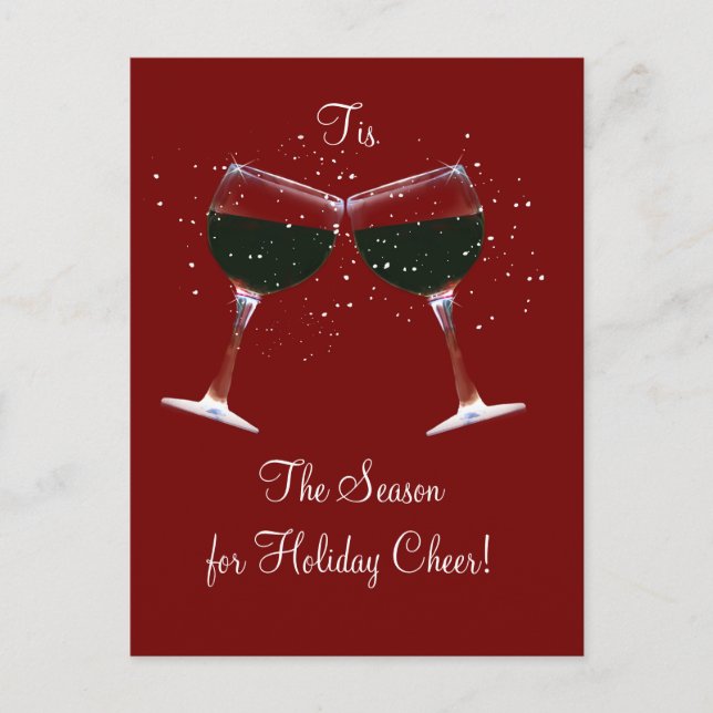 Toasting Wine Glasses Holiday Postcards (Front)