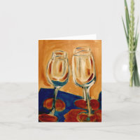 Toasting with Four Wine Glasses Card