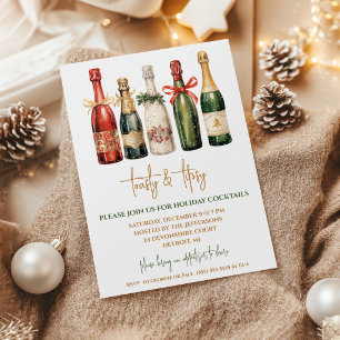 Toasty & Tipsy, Champagne Holiday Cocktail Party Invitation
