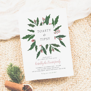 Toasty & Tipsy   Christmas Dinner Party Holiday Card