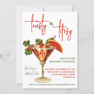 Toasty & Tipsy, Martini, Holiday Cocktail Party Invitation