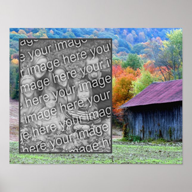 Tobacco Barn Autumn Foliage Add Your Photo Poster (Front)