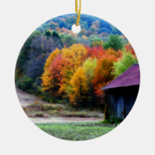 Tobacco Barn Fall Foliage Nature Ornament