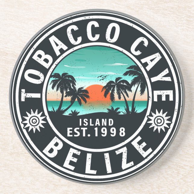 Tobacco Caye Belise Retro Sunset Souvenirs 60s Coaster (Front)