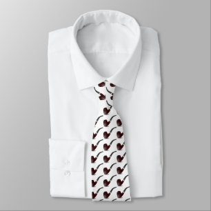 Tobacco pipe for smokers. White background. Tie