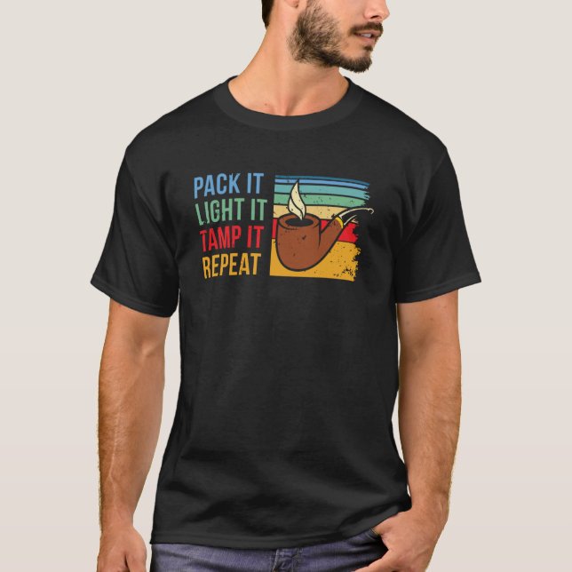 Tobacco Pipe Smoking Hobby Retro Briar Pipe Smoker T-Shirt (Front)