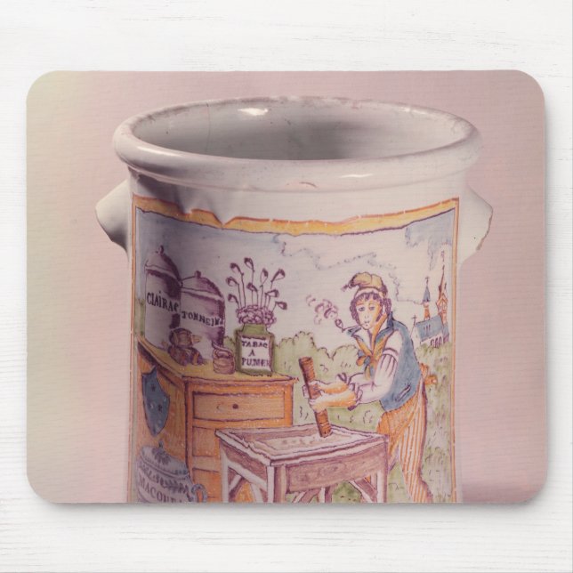 Tobacco pot depicting a tobacconist mouse pad (Front)