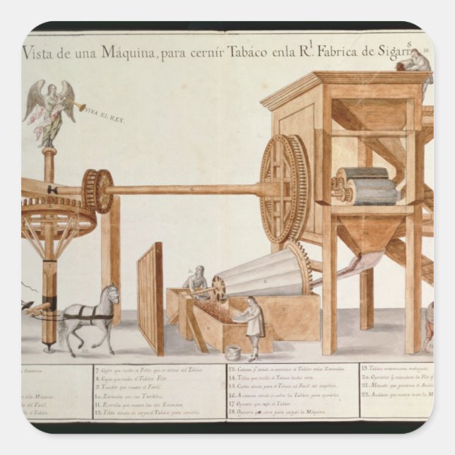 Tobacco Sieving Machine from the Royal Tobacco Square Sticker (Front)