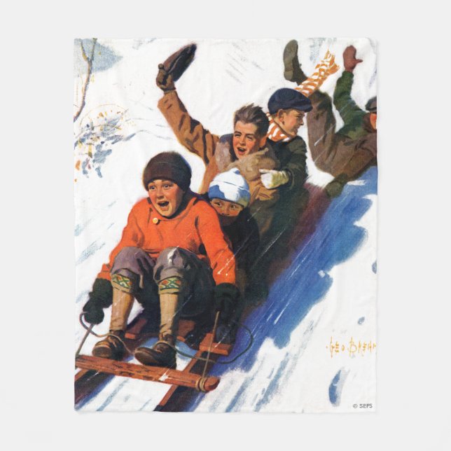 Tobagganing Fleece Blanket (Front)