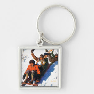 Tobagganing Key Ring