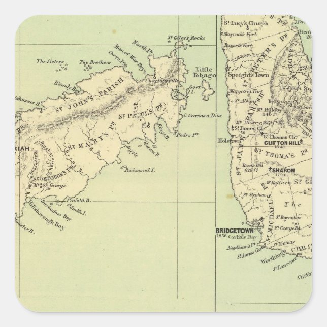 Tobago Barbados Square Sticker (Front)