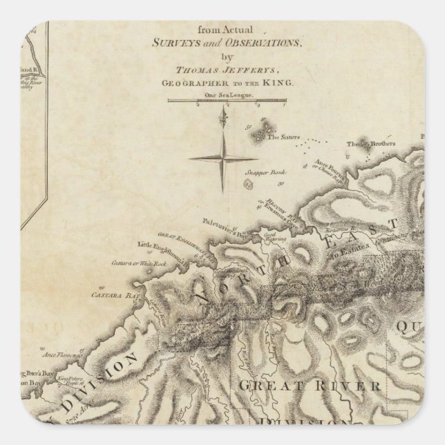 Tobago from actual surveys and observations square sticker (Front)