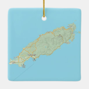 Tobago Island Map Christmas Ceramic Ornament