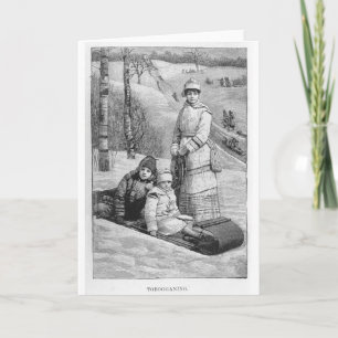 Tobagonning Vintage Victorian Christmas Winter Holiday Card